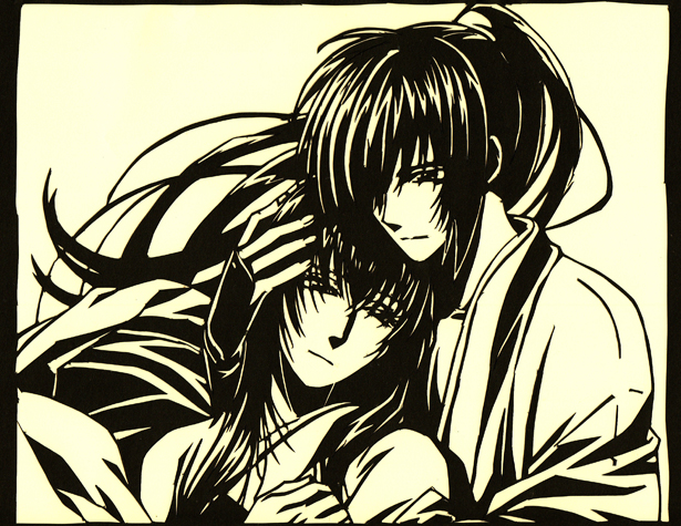 Paper cutout of Rurouni Kenshin